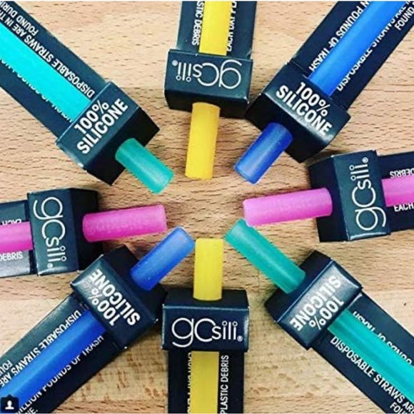 Silikids Silicone Reusable Straws - Teal & Orange - Picture 3 of 9